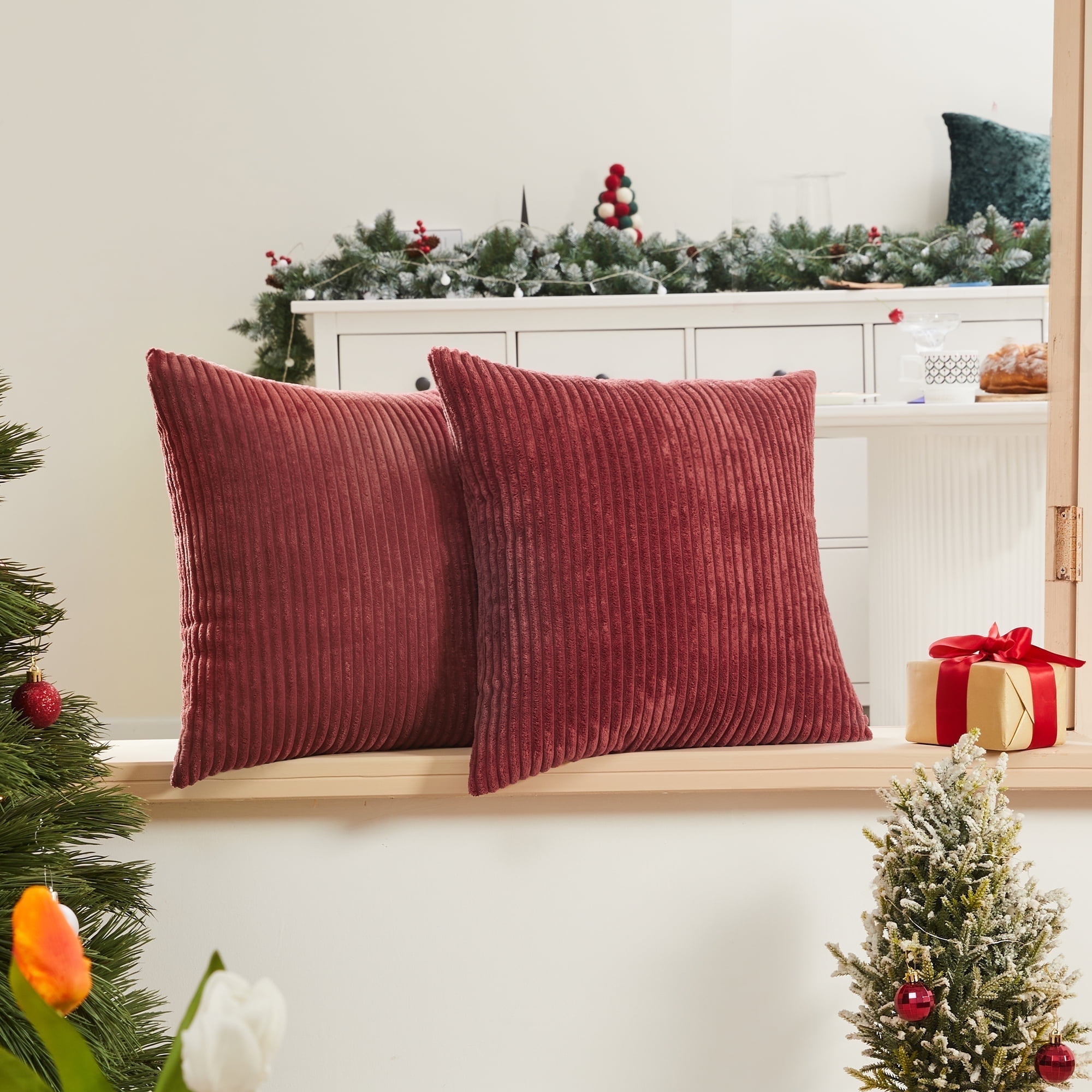 Deconovo Decorative Throw Pillow Covers Corduory Square Outdoor