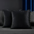 thumbnail image 1 of Deconovo Decorative Throw Pillow Covers Velvet Square Cushion Covers with Pom Poms for Living Room Pack of 2 22 x 22 inch Black, 1 of 8