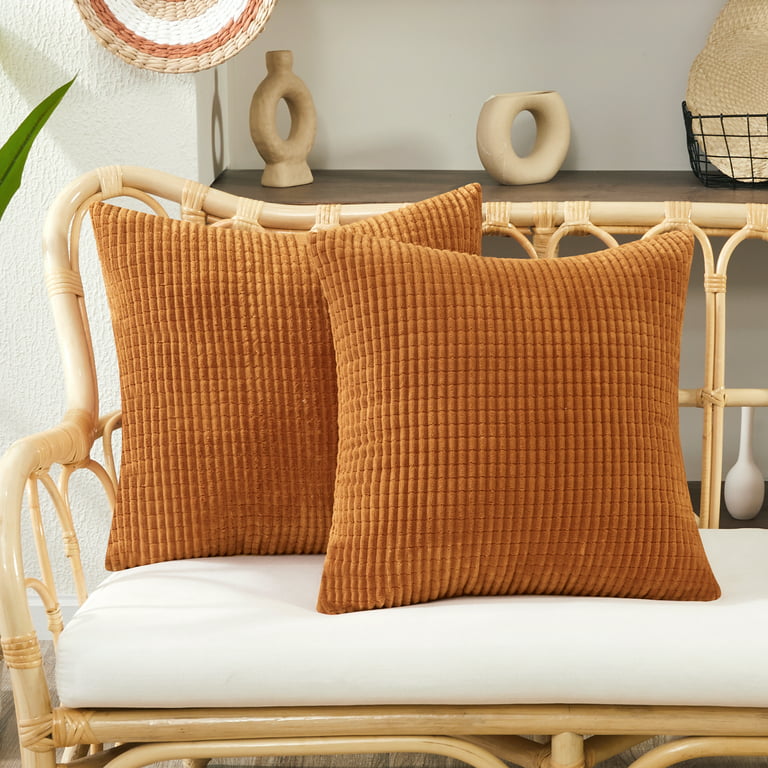  Deconovo Cream Throw Pillow Covers Corduroy 18x18 Inch 2 Pieces  Bundle with 2 Pack 18x18 Pillow Inserts : Home & Kitchen