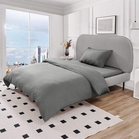 Deconovo Twin Deep Pocket Sheet Set, Fitted Sheet Flat Sheet & Pillowcase, Dark Gray