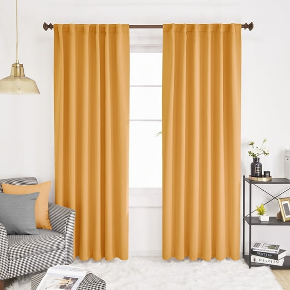 Deconovo Extra Long Blackout Curtains Back Tab and Rod Pocket Thermal Insulated Room Darkening Curtains for Bedroom 52x108 inch Orange Flame 2 Panels