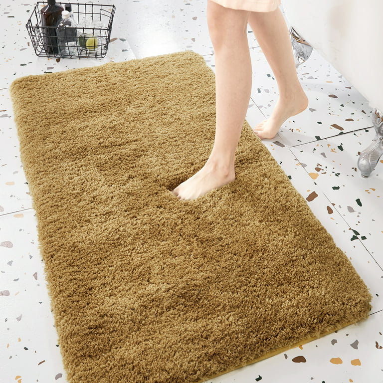 Deconovo Extra Thick & Soft Bathroom Rugs for Shower Floors, Protective  Decorative Shaggy Rugs with TPR Rubber Backing for Kitchen Bedroom Doorway,  17 x 24, Amber Gold 
