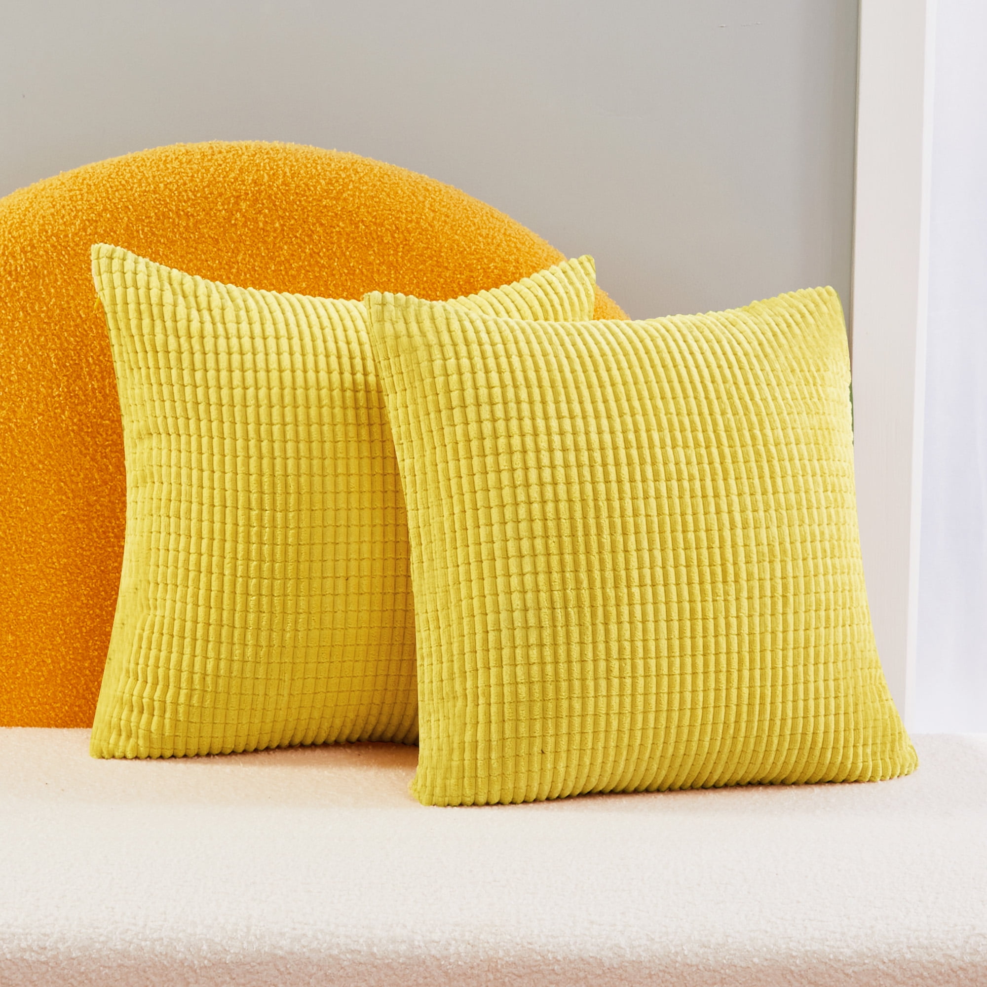Deconovo Fall Fluffy Striped Throw Pillow Covers 18x18 inch with