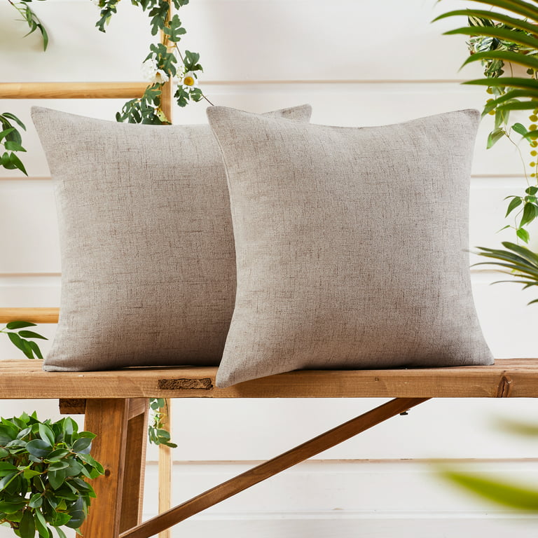 Deconovo Faux Linen Outdoor Pillow Cover DecorativeThrow Pillow