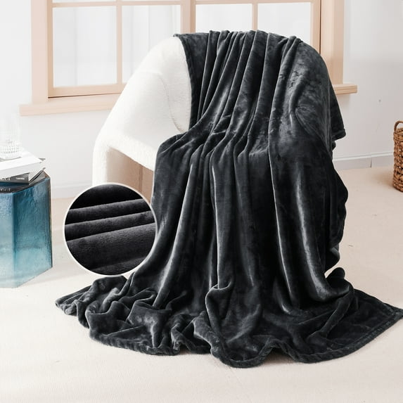 Deconovo Fleece Blankets King Size - Bed Blanket Soft Lightweight Plush Cozy Fuzzy Luxury Microfiber, 90x108 inches, Black