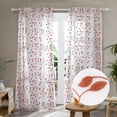 thumbnail image 1 of Deconovo Floral Sheer Curtains 63 inch Long, Rod Pocket Embroidered Leaves Sheer Curtains for Bedroom - 2 Panels, Each 52x63 in, Orange, 1 of 7