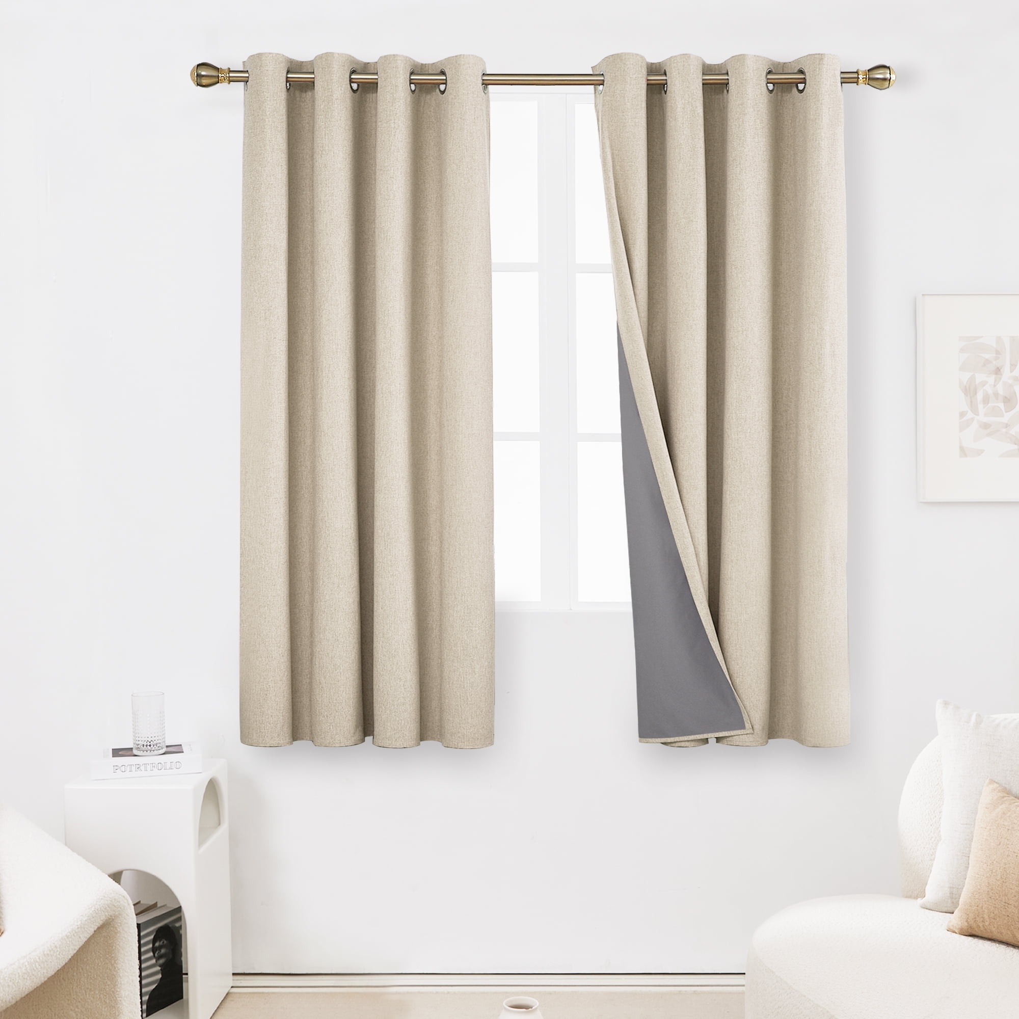 Deconovo 100% Blackout Curtains, Insulated Grommet Drapes, 52x63 Inch ...