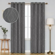 Deconovo Gray 52Wx84L Blackout Curtains - 2 Panels Grommet Thermal Insulated Curtain with Dots Pattern for Bedroom, Living Room