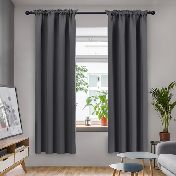 Deconovo Gray Blackout Curtains 72 inches Length, 2 Panels, Rod Pocket Thermal Window Curtains for Patio 42W x 72L inch Dark Gray