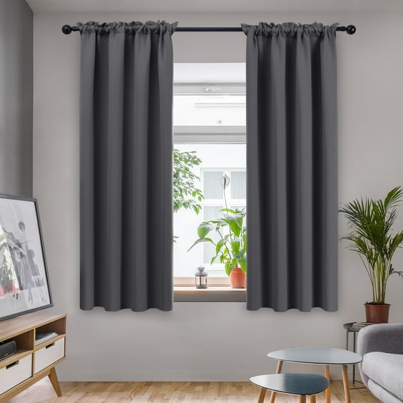 Deconovo Gray Blackout Curtains Pack of 2 Panels, Rod Pocket Thermal Window Curtains for Small Windows 42W x 45L inch Dark Gray