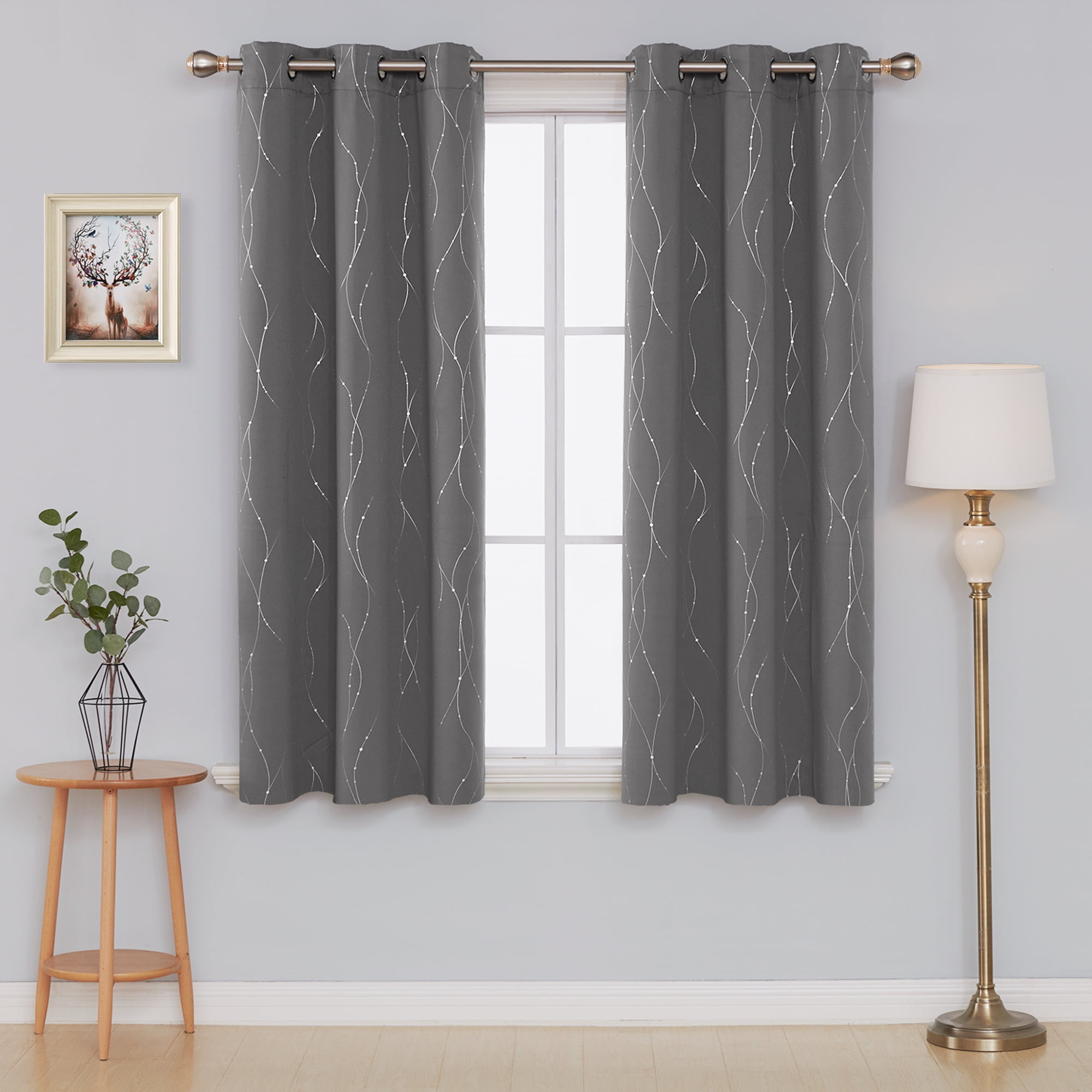 Deconovo Gray Short Blackout Curtains for Kitchen, Bedroom - Thermal