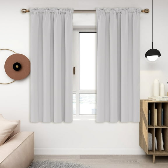 Deconovo Grayish White Blackout Curtains Rod Pocket Curtain Panels Room Darkening Curtains for Window 52 W x 45 L inch 2 Panels