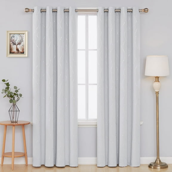 Deconovo Grayish White Blackout Curtains with Floral Design (2 Panels, 52" x 84")