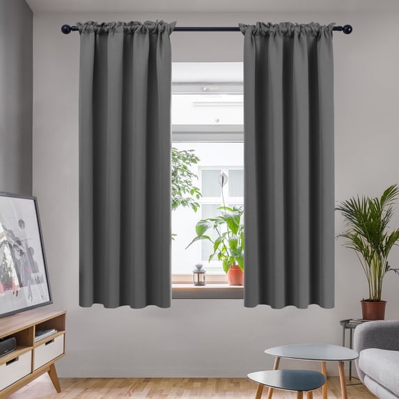 Deconovo Gray Blackout Curtains 63 inches Long, 2 Panels Room Darkening Window Curtains for Dining Room 42W x 63L inch Light Gray
