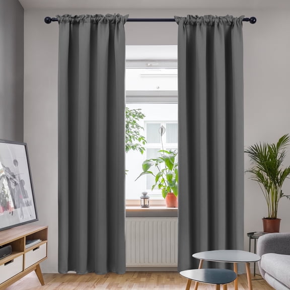 Deconovo Gray Blackout Curtains 84 inches Long, Thermal Insulated Window Curtains for Living Room, 42"W x 84"L, Light Gray, 2 Panels