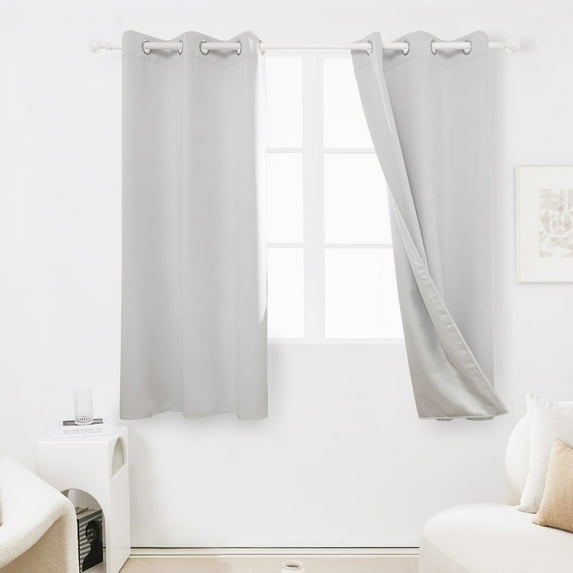 Deconovo Greyish White Blackout Curtains, 42” x 63” (2 Panels)