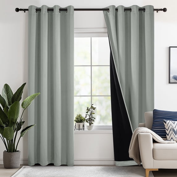 Deconovo Total Blackout Curtains for Living Room, Thermal Insulated, 2 Panels, 52"x84", Light Gray