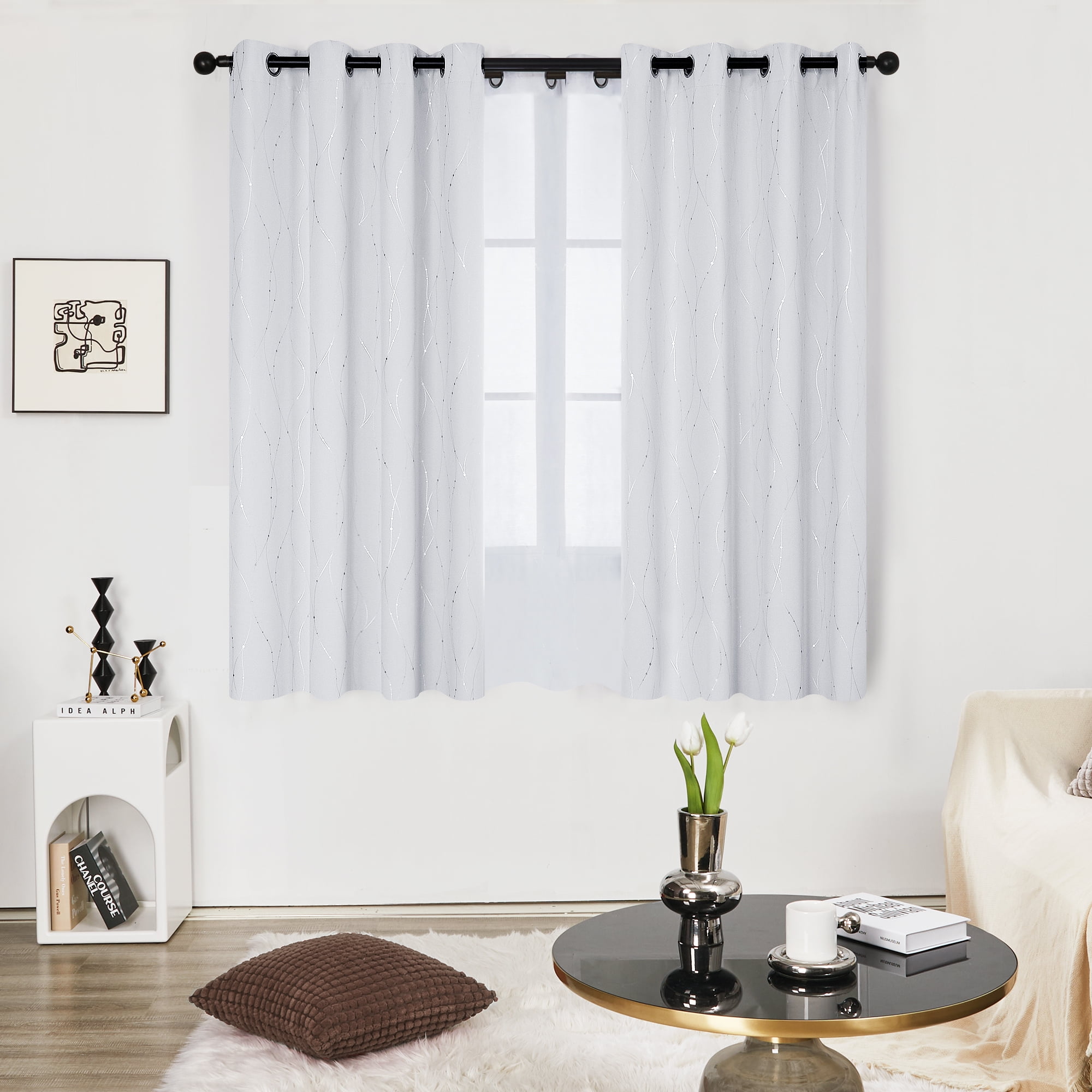 Deconovo Grommet Blackout Curtains for Dining Room, 54 inch Long