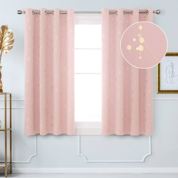 Deconovo Grommet Blackout Curtains for Living Room, 54 inch Long, Set of 2 - Thermal Insulated Curtains, Light Blocking Window Panel (52 x 54 inch, Coral Pink, Set of 2)