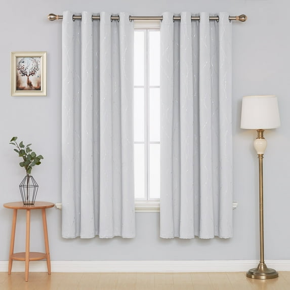 Deconovo Room Darkening Curtains, Noise Reducing, 2 Panels, Grayish White, 52W x 72L Inch, Energy Saving, Thermal Insulated Blackout Drapes