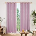 thumbnail image 1 of Deconovo Grommet Blackout Curtains Noise Reducing Silver Foil Wave Print Curtain Room Darkening Thermal Insulated Drapes 52Wx 72L inches Lavender Pink Set of 2 Panels, 1 of 6