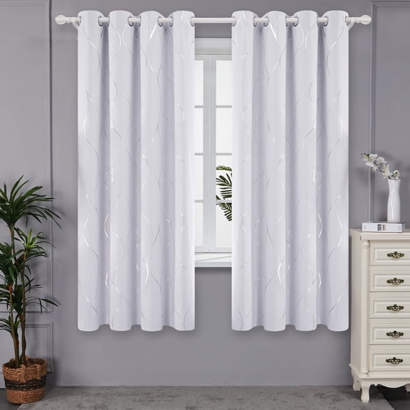 ZOPZO Room Darkening Curtains, Energy Saving, Bright White, 52W x 72L Inch, Noise Reducing, Blackout Drapes for Bedroom, Set of 2