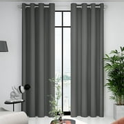 Deconovo 55Wx84L inch Light Grey Grommet Blackout Curtains Room Darkening Shades Window Drapes Thermal Curtains 2 Panels