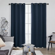 Deconovo Grommet Blackout Curtains Room Darkening Thermal Insulated Curtains for Living Room 52x84 inch Navy Blue Set of 2 Panels