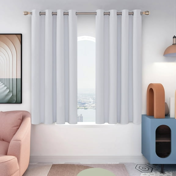 Deconovo Grommet Blackout Curtains Set of 2 - Thermal Insulated Energy Efficient Window Curtains for Nursery Room (52x54 inch, Grayish White, 2 Panels)