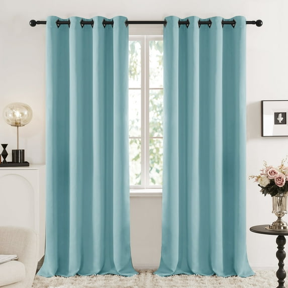 Deconovo Grommet Blackout Curtains Set of 2, Solid Thermal Insulated, 52"x84", Teal
