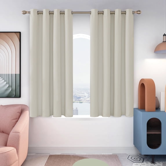 Deconovo Grommet Blackout Curtains Set of 2 - Thermal Insulated Energy Efficient Window Curtains for Nursery Room (52x54 inch, Light Beige, 2 Panels)