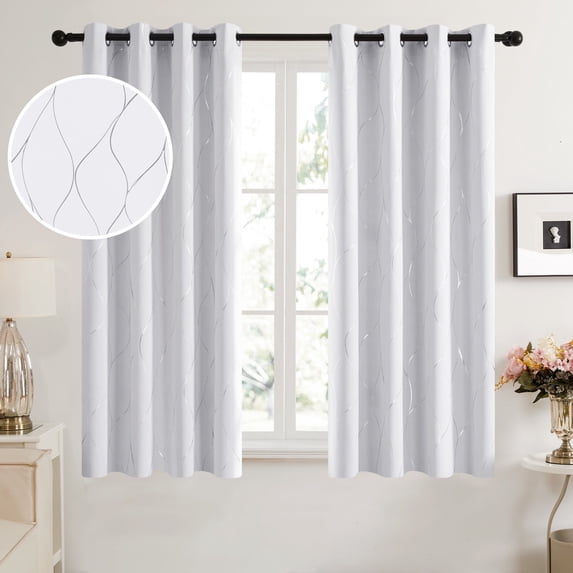Deconovo Grommet Blackout Curtains for Bedroom, 2 Panels, 52"x63", Grayish White, Thermal Insulated