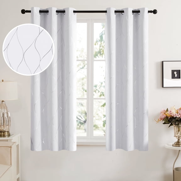 Deconovo Grommet Blackout Curtains for Bedroom, 2 Panels, Grayish White, 42"x63", Thermal Insulated