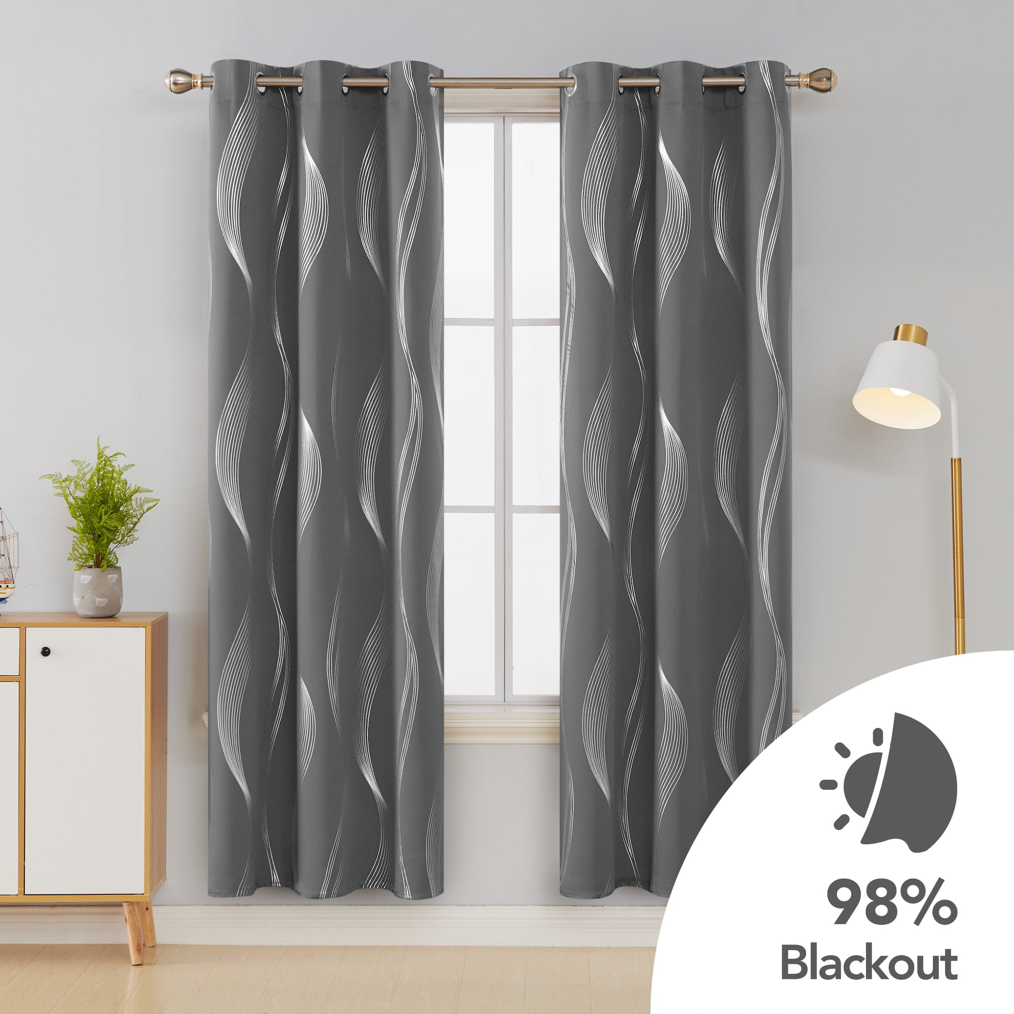 Deconovo 42x72 inch Dark Gray Blackout Curtains, Insulated, Energy