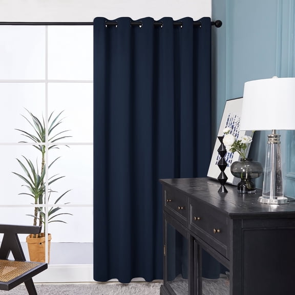 Deconovo Grommet Blackout Curtains for Bedroom 80 x 84 inch, Thermal Insulated Room Darkening Window Curtains for Living Room (Navy Blue, 1 Panel)