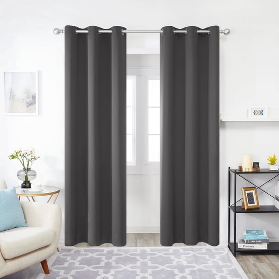 Deconovo Room Darkening Curtains Pack of 2, Energy Saving, Dark Gray, 42W x 84L Inch, Noise Reducing Thermal Insulated Drapes for Living Room Windows