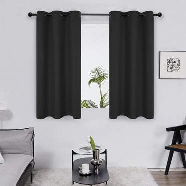 Deconovo Grommet Blackout Curtains for Bedroom, Set of 2 Panels, 38" x 45", Black