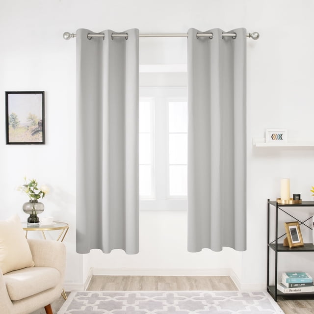 ZOPZO Grommet Blackout Curtains 2 Panels, Noise Reducing, Grayish White, 42W x 63L Inch, Thermal Insulated Energy Saving Window for Dining Room