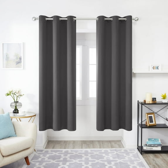 Deconovo Room Darkening Curtains Pack of 2, Energy Saving, Dark Gray, 42W x 63L Inch, Noise Reducing Thermal Insulated Drapes for Living Room