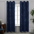 thumbnail image 1 of Deconovo Grommet Blackout Foil Wave Printed Room Darkening Curtains for Nursery 42W x 54L inch, 2 Panels, Navy Blue, 1 of 6