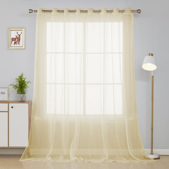 Deconovo Grommet Sheer Curtain Light Filtering Window Curtain for Sliding Glass Door 100x108 inch Beige 1 Panel