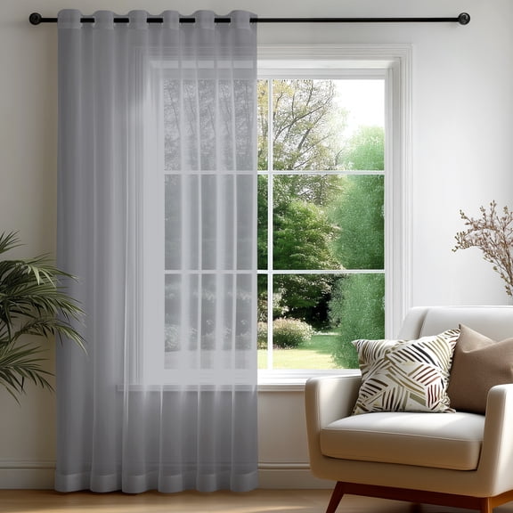 Deconovo Grommet Sheer Curtains, Tulle Voile Drape Panels for Patio, Set of 1, 80W x 84L Inch, Gray
