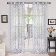 thumbnail image 1 of Deconovo Grommet Sheer Curtains for Living Room - Classic White Sheer Curtains with Gray Geometric Pattern, 52x84 inch, 1 Pair, 1 of 6