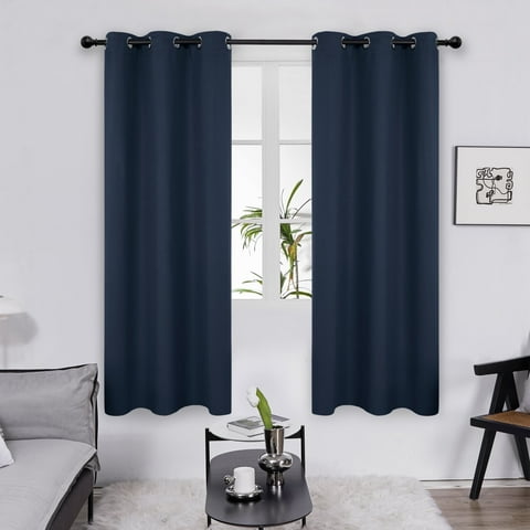 Deconovo Grommet Blackout Window Curtain Panels, Pack of 2, Thermal Insulated Curtains for Nursery Room, 38" x 72", Navy Blue