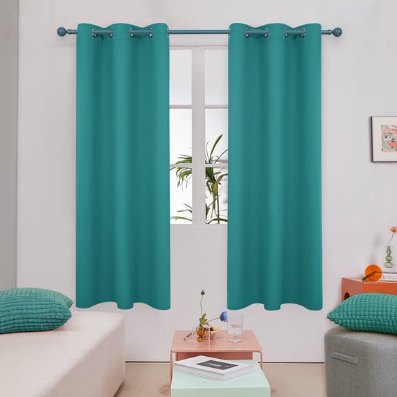 Deconovo Grommet Window Panels Thermal Insulated Blackout Curtains for Kids' Room 38 x 63 inch Turquoise 2 Curtain Panels