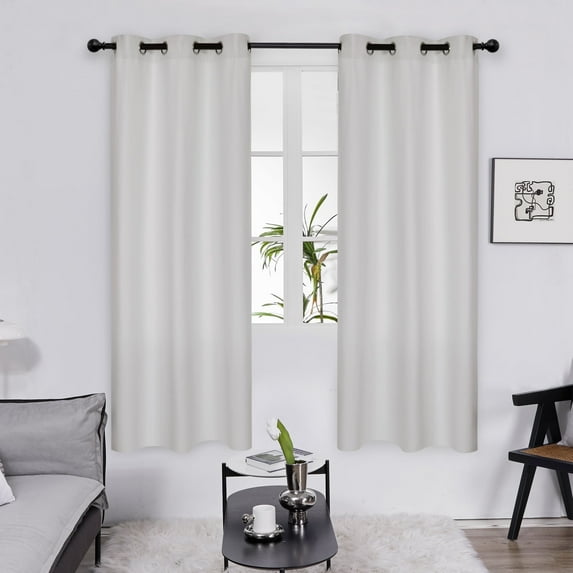 Deconovo Pack of 2 Panels Grommet Room Darkening Noise Reducing Window Curtains for Bedroom, 38" x 63", Grayish White