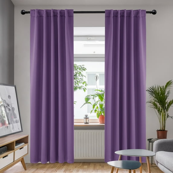 Deconovo Halloween Long Back Tab and Rod Pocket Blackout Curtains for Patio Sliding Door (42"x95", Purple Grape, 2 Panels)