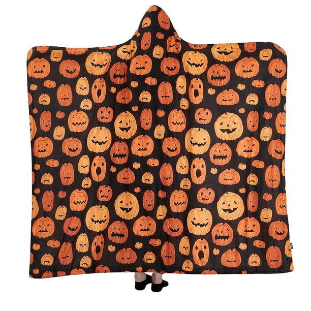 Deconovo Halloween Throw Blanket Orange Blanket Wearable Blanket for