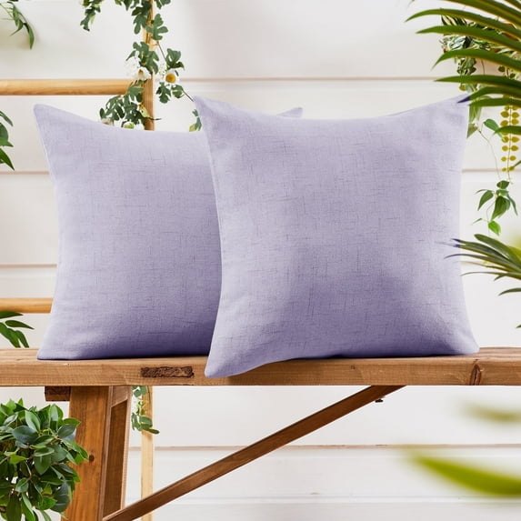 Deconovo Halloween Throw Pillow Covers Square Solid Burlap Cushion Covers for Bed Couch Sofa Bench 20 x 20 inch Pastel Purple Set of 2