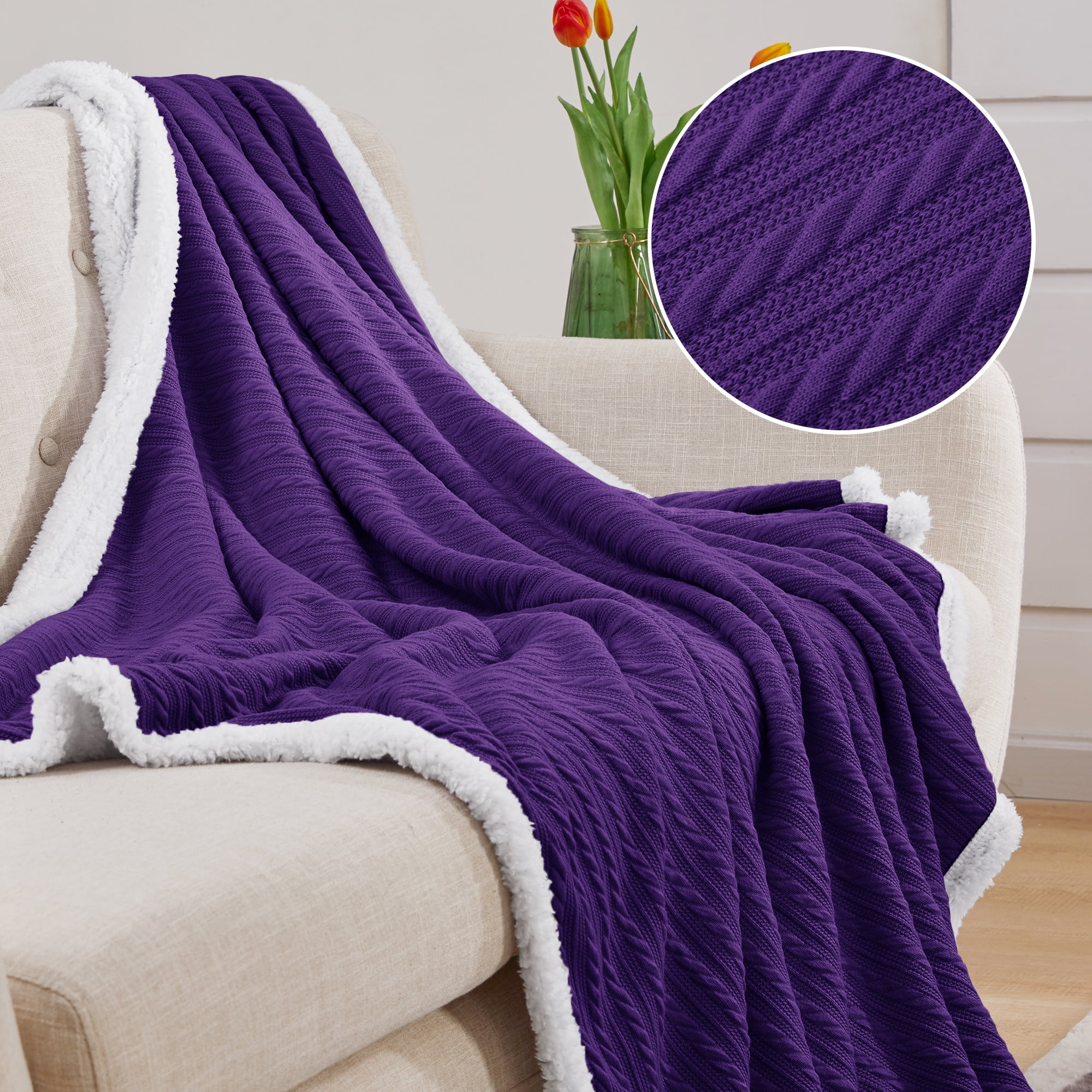 Deconovo Halloween Throw Sherpa Plush Blanket, 50x60 inch Purple